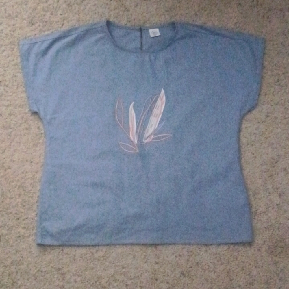 Bayo Clothing Embroidered Blouse Cap Sleeves Dressy Top, Tie-up Back